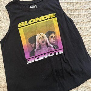 Blondie Band Tee Women's Tank Top M (8-10) Black Graphic Rock Music Retro